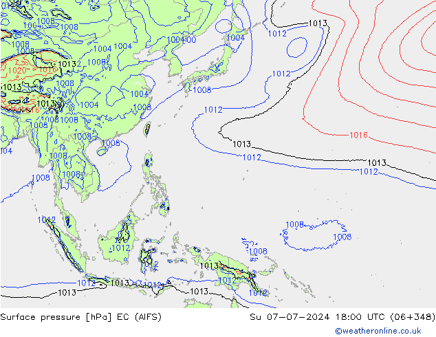 Surface pressure EC (AIFS) Su 07.07.2024 18 UTC