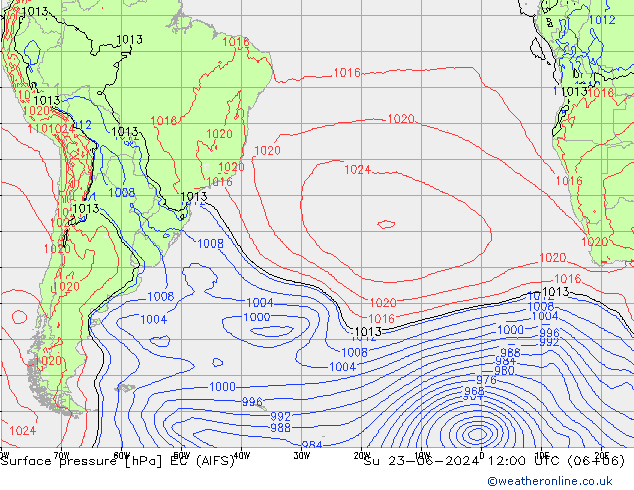 приземное давление EC (AIFS) Вс 23.06.2024 12 UTC