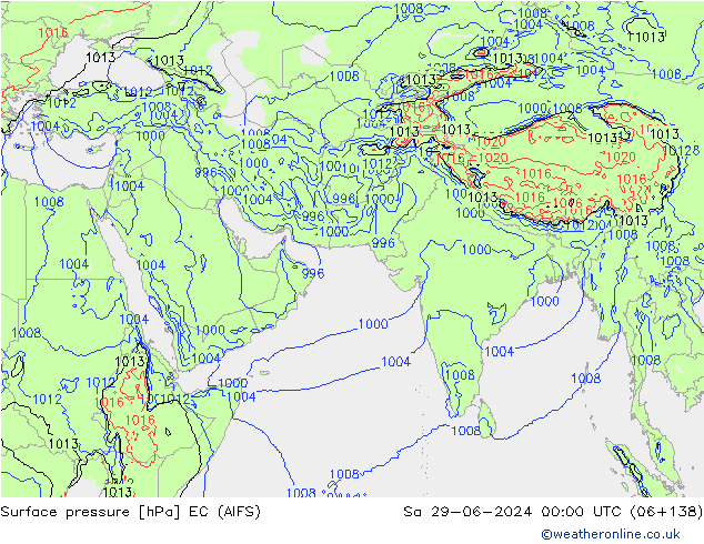 Atmosférický tlak EC (AIFS) So 29.06.2024 00 UTC