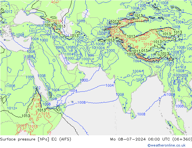 Surface pressure EC (AIFS) Mo 08.07.2024 06 UTC