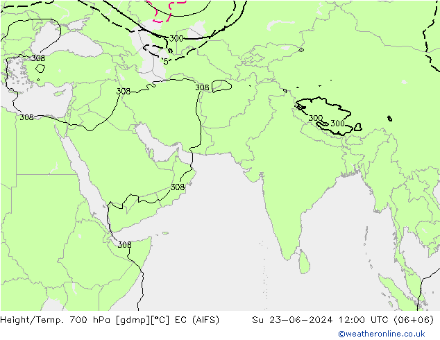 Height/Temp. 700 hPa EC (AIFS) 星期日 23.06.2024 12 UTC