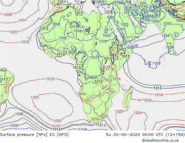 Surface pressure EC (AIFS) Su 30.06.2024 00 UTC