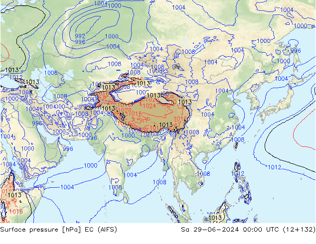 Atmosférický tlak EC (AIFS) So 29.06.2024 00 UTC