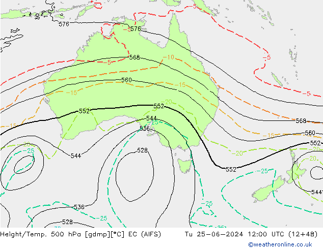 Height/Temp. 500 hPa EC (AIFS) mar 25.06.2024 12 UTC