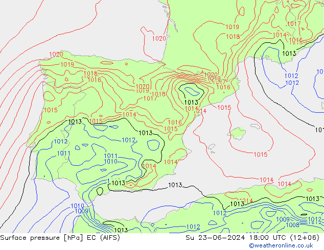 Pressione al suolo EC (AIFS) dom 23.06.2024 18 UTC