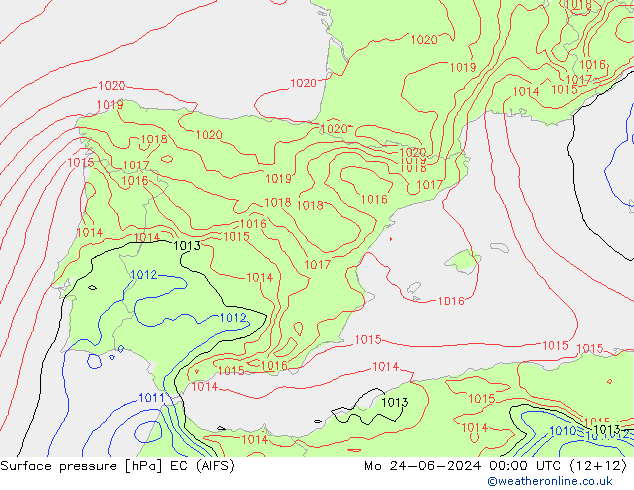 приземное давление EC (AIFS) пн 24.06.2024 00 UTC