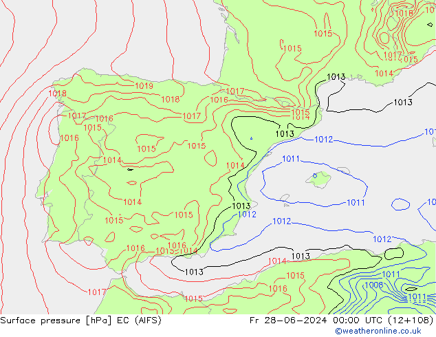 pressão do solo EC (AIFS) Sex 28.06.2024 00 UTC