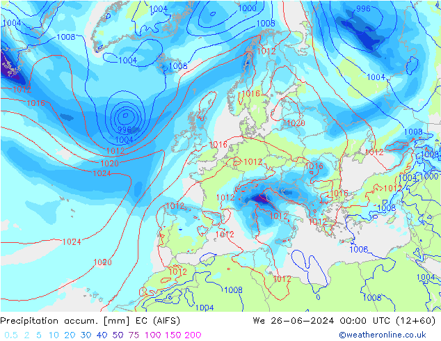 Précipitation accum. EC (AIFS) mer 26.06.2024 00 UTC