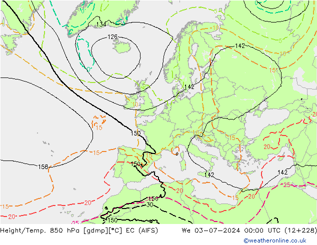 Height/Temp. 850 гПа EC (AIFS) ср 03.07.2024 00 UTC