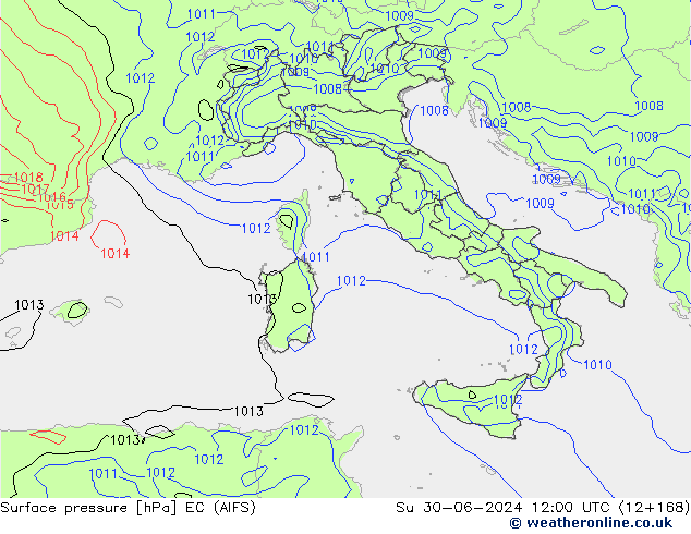 Luchtdruk (Grond) EC (AIFS) zo 30.06.2024 12 UTC