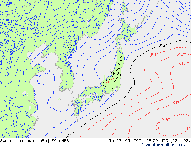 ciśnienie EC (AIFS) czw. 27.06.2024 18 UTC