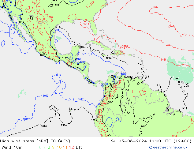 High wind areas EC (AIFS) dim 23.06.2024 12 UTC