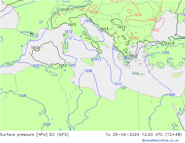 Luchtdruk (Grond) EC (AIFS) di 25.06.2024 12 UTC