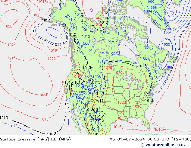 Atmosférický tlak EC (AIFS) Po 01.07.2024 00 UTC