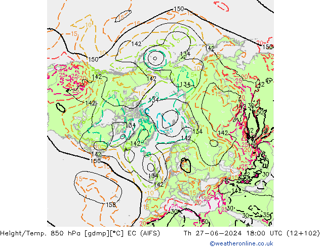 Height/Temp. 850 hPa EC (AIFS) Th 27.06.2024 18 UTC