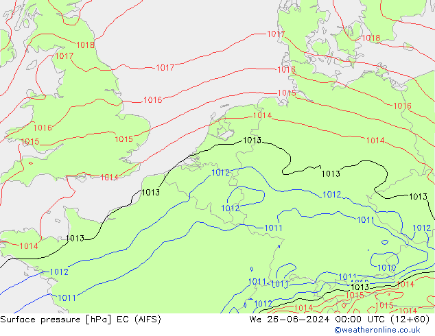 Surface pressure EC (AIFS) We 26.06.2024 00 UTC