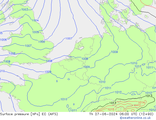 pressão do solo EC (AIFS) Qui 27.06.2024 06 UTC