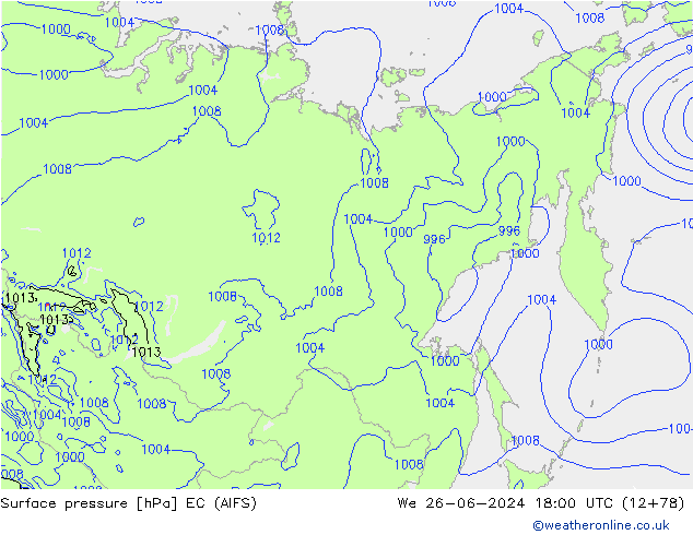 Luchtdruk (Grond) EC (AIFS) wo 26.06.2024 18 UTC