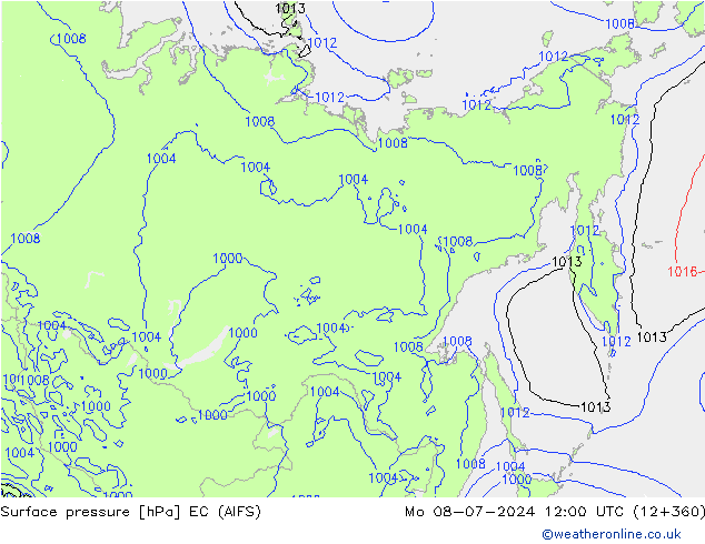 Pressione al suolo EC (AIFS) lun 08.07.2024 12 UTC