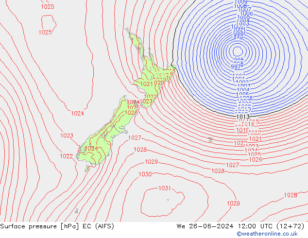 Surface pressure EC (AIFS) We 26.06.2024 12 UTC