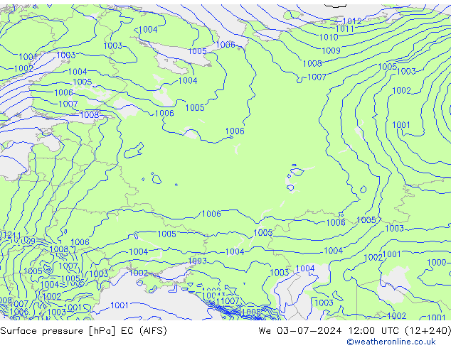 Pressione al suolo EC (AIFS) mer 03.07.2024 12 UTC