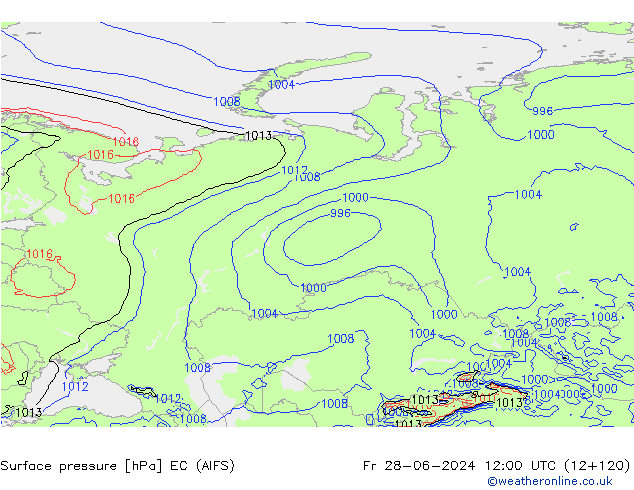 Surface pressure EC (AIFS) Fr 28.06.2024 12 UTC