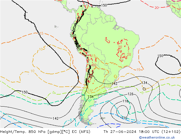 Yükseklik/Sıc. 850 hPa EC (AIFS) Per 27.06.2024 18 UTC