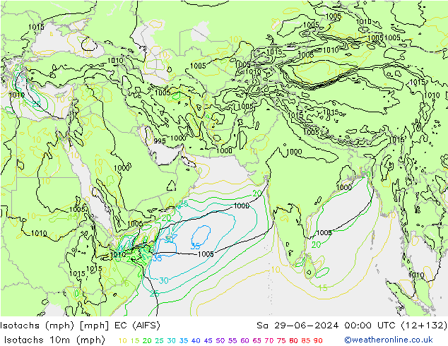 Isotachen (mph) EC (AIFS) Sa 29.06.2024 00 UTC