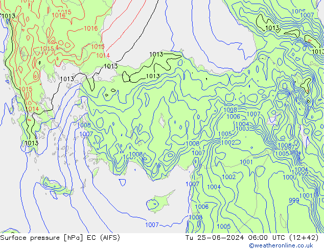 Surface pressure EC (AIFS) Tu 25.06.2024 06 UTC