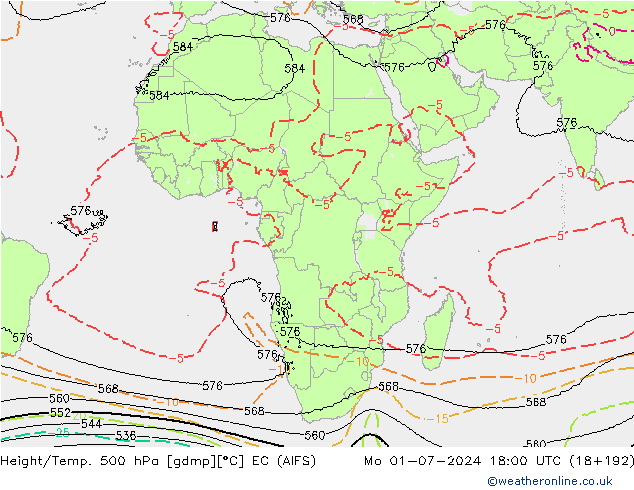 Height/Temp. 500 hPa EC (AIFS) Seg 01.07.2024 18 UTC