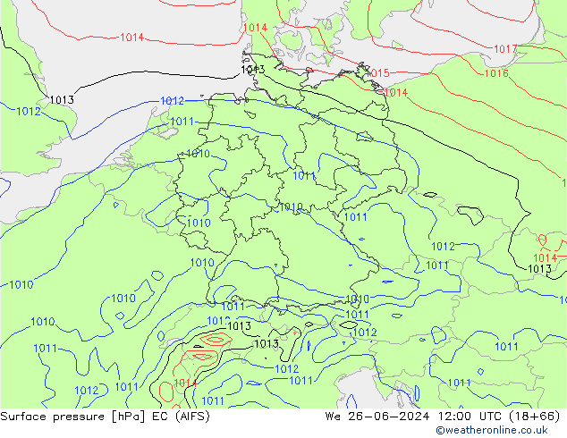 Surface pressure EC (AIFS) We 26.06.2024 12 UTC