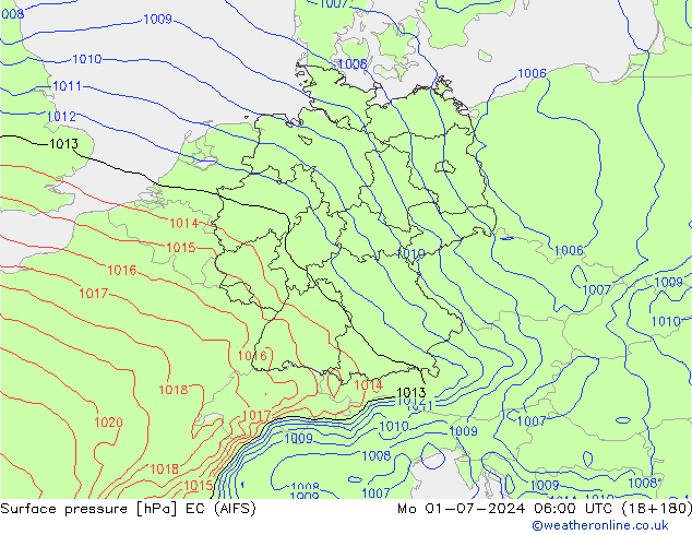 地面气压 EC (AIFS) 星期一 01.07.2024 06 UTC