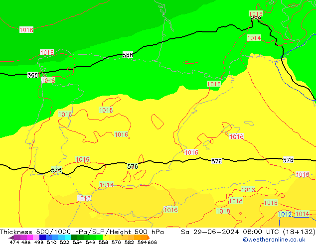 Thck 500-1000hPa EC (AIFS) Sa 29.06.2024 06 UTC