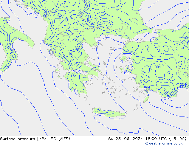 Surface pressure EC (AIFS) Su 23.06.2024 18 UTC