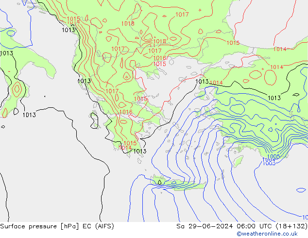 Pressione al suolo EC (AIFS) sab 29.06.2024 06 UTC