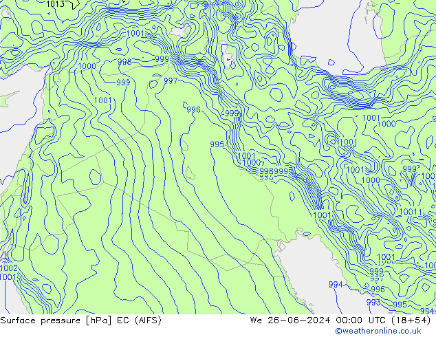 Presión superficial EC (AIFS) mié 26.06.2024 00 UTC