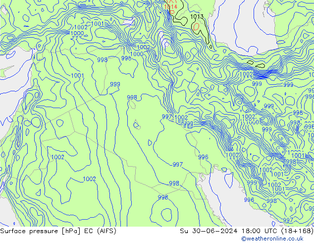 Yer basıncı EC (AIFS) Paz 30.06.2024 18 UTC