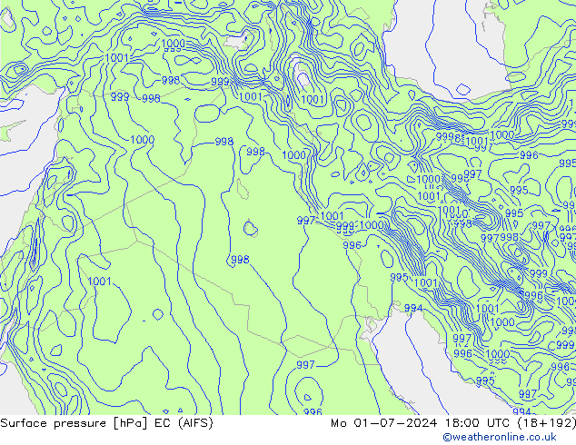 pression de l'air EC (AIFS) lun 01.07.2024 18 UTC