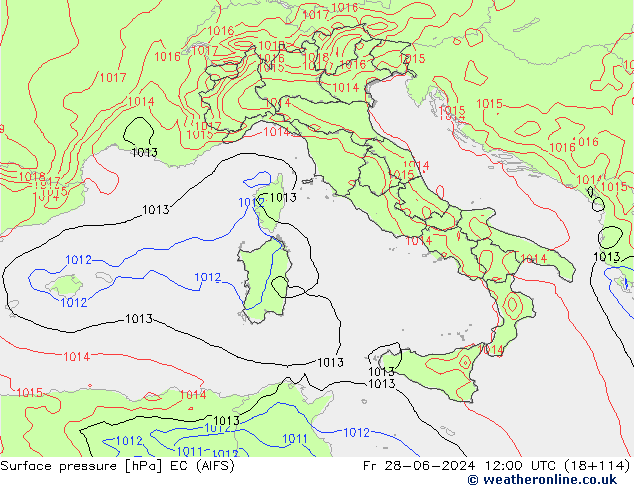 приземное давление EC (AIFS) пт 28.06.2024 12 UTC