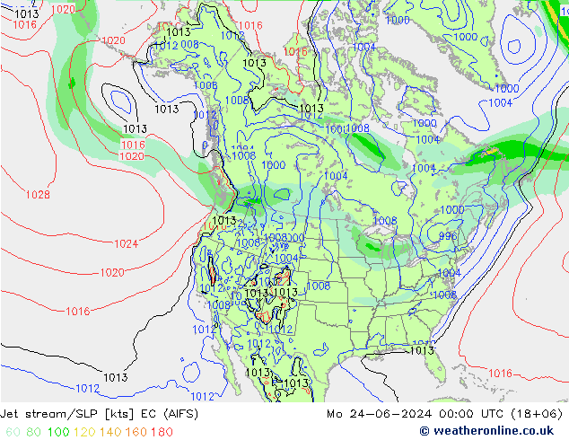 Corrente a getto EC (AIFS) lun 24.06.2024 00 UTC