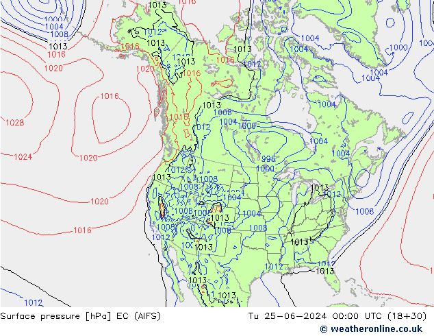 приземное давление EC (AIFS) вт 25.06.2024 00 UTC