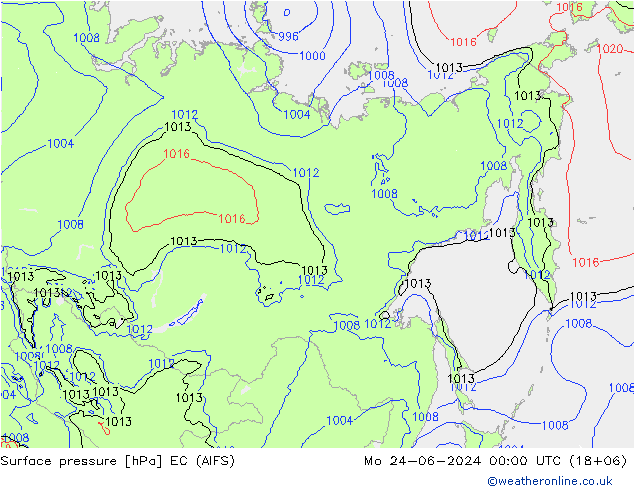 Surface pressure EC (AIFS) Mo 24.06.2024 00 UTC