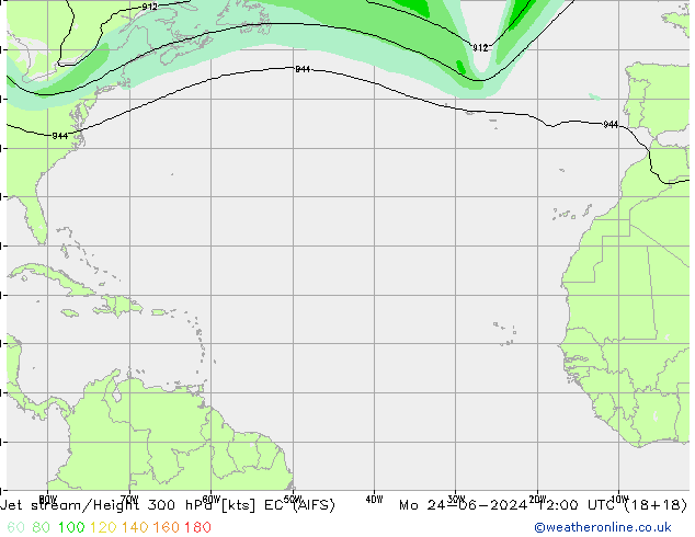 Jet stream/Height 300 hPa EC (AIFS) Mo 24.06.2024 12 UTC