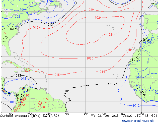 Surface pressure EC (AIFS) We 26.06.2024 06 UTC