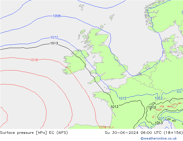 Surface pressure EC (AIFS) Su 30.06.2024 06 UTC