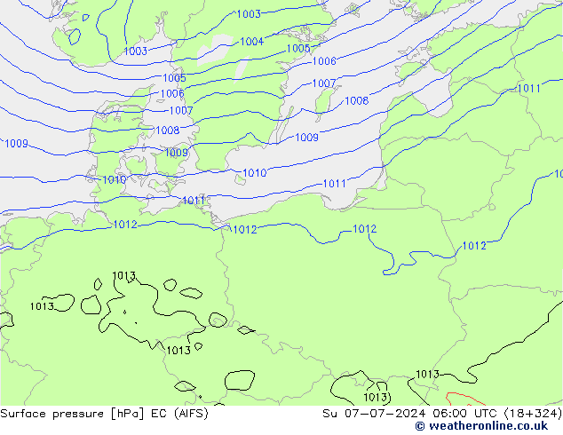 Surface pressure EC (AIFS) Su 07.07.2024 06 UTC