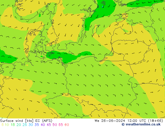 ветер 10 m EC (AIFS) ср 26.06.2024 12 UTC