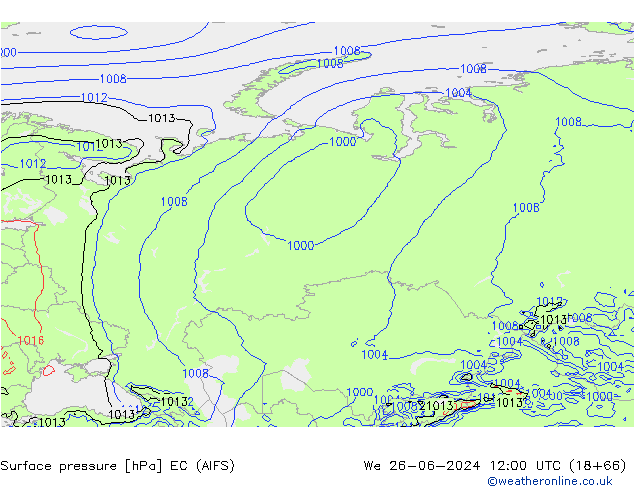 Presión superficial EC (AIFS) mié 26.06.2024 12 UTC