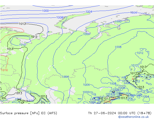 ciśnienie EC (AIFS) czw. 27.06.2024 00 UTC