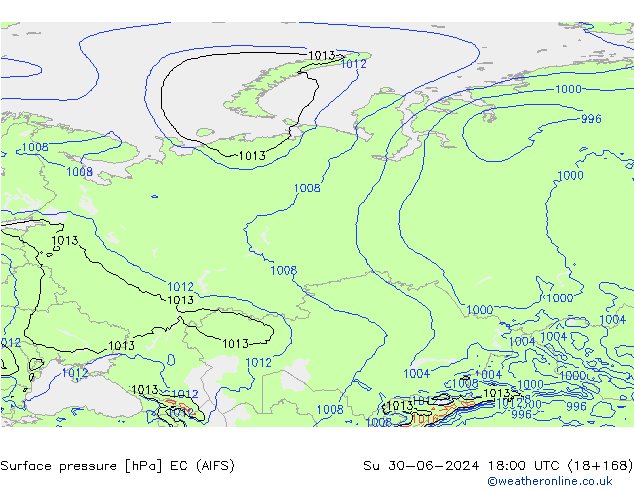 pression de l'air EC (AIFS) dim 30.06.2024 18 UTC